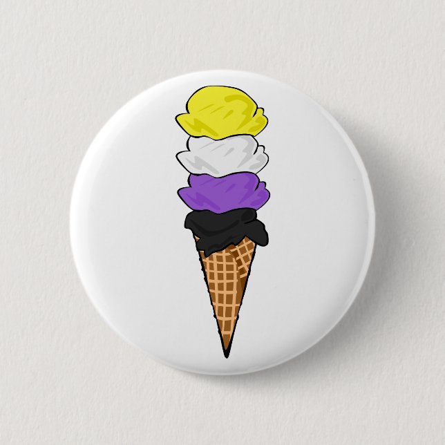 Nonbinary Pride Ice Cream 6 Cm Round Badge (Front)