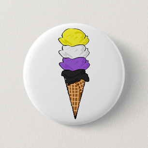 Nonbinary Pride Ice Cream 6 Cm Round Badge