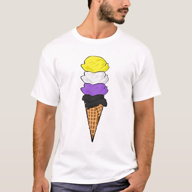 Nonbinary Pride Ice Cream T-Shirt (Front)