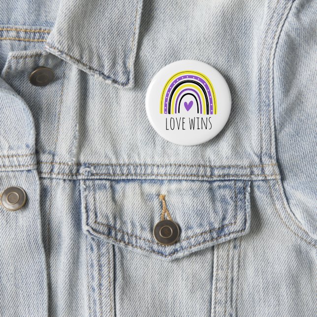 Nonbinary Pride Love Wins LGBT Rainbow Button (In Situ)