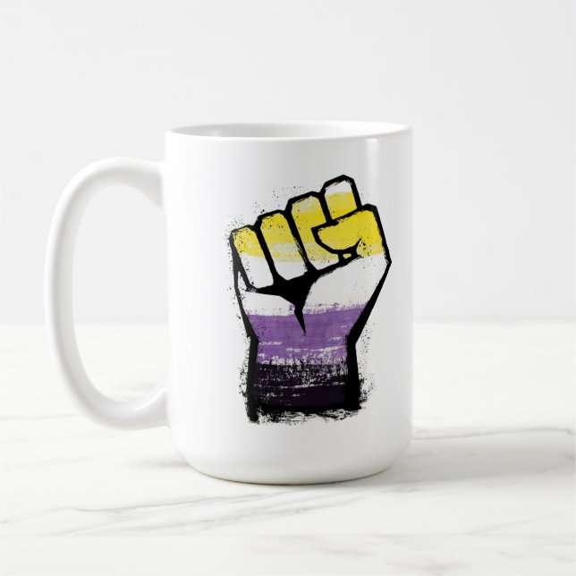 Nonbinary Pride Protest Fist Coffee Mug (Left)