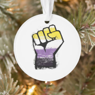 Nonbinary Pride Protest Fist Ornament