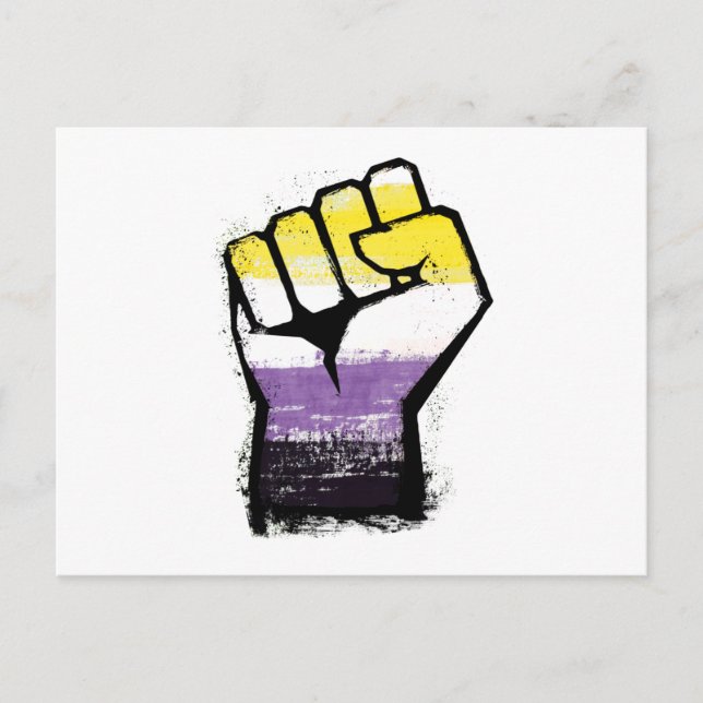 Nonbinary Pride Protest Fist Postcard (Front)