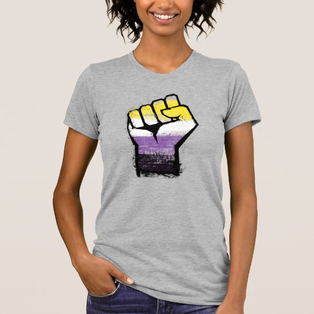 Nonbinary Pride Protest Fist T-Shirt (Front)