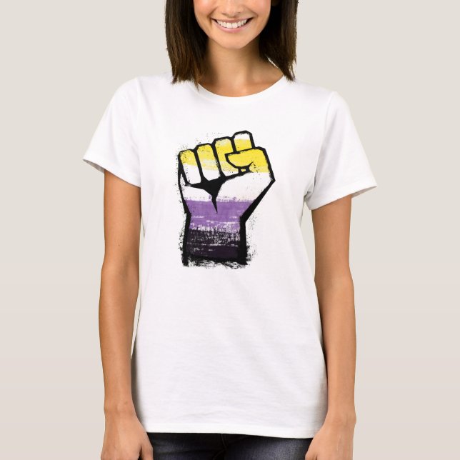 Nonbinary Pride Protest Fist T-Shirt (Front)