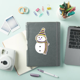 Nonbinary Pride Snowman Snowperson Flag
