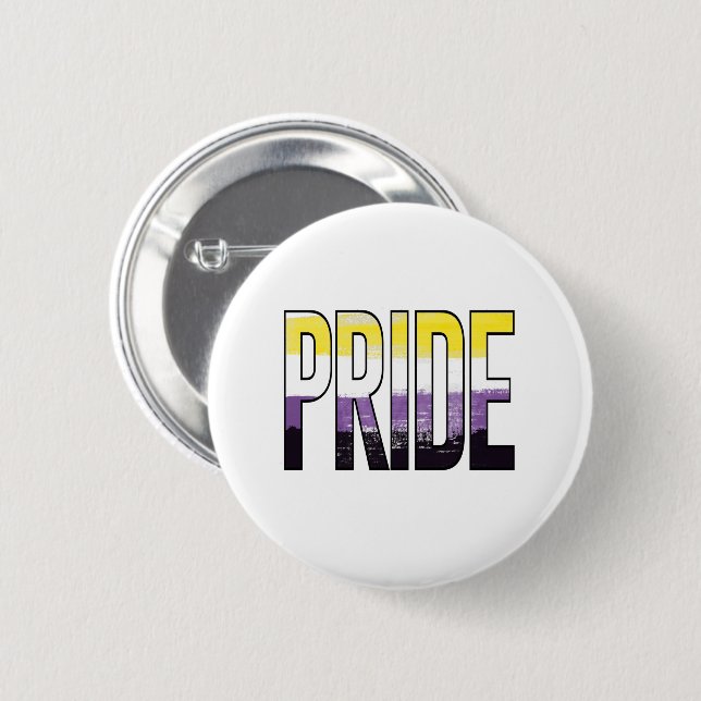 Nonbinary Pride Word 6 Cm Round Badge (Front & Back)