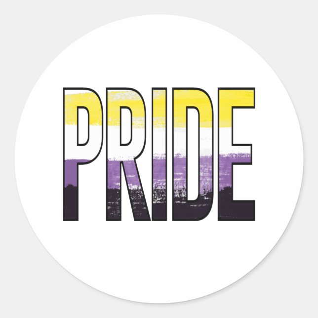 Nonbinary Pride Word Classic Round Sticker (Front)