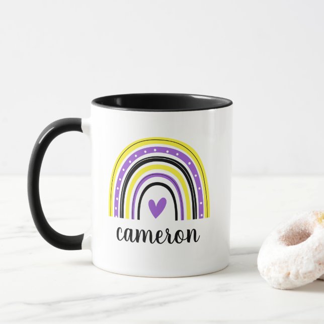 Nonbinary Rainbow Personalised Mug (With Donut)