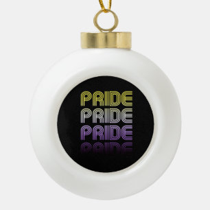 Nonbinary Retro Pride Ceramic Ball Christmas Ornament