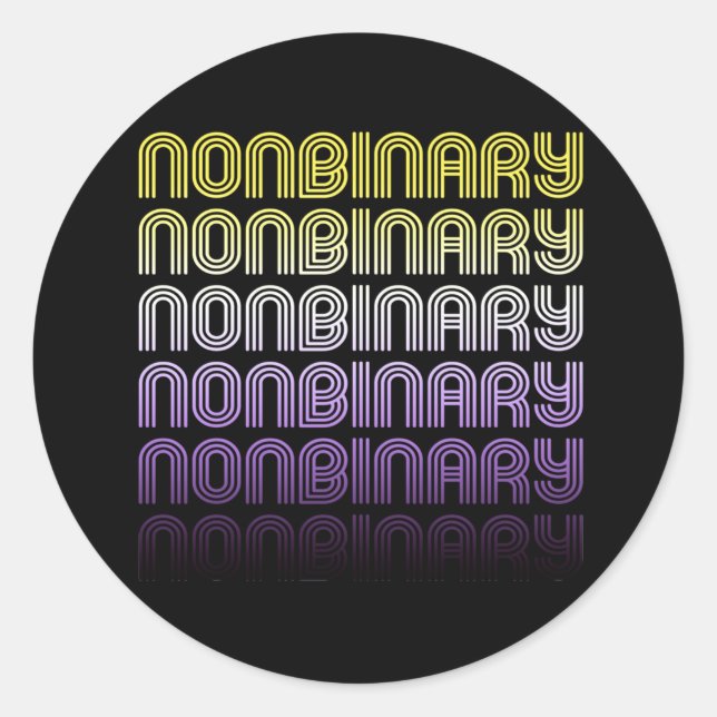 Nonbinary Retro Pride Classic Round Sticker (Front)