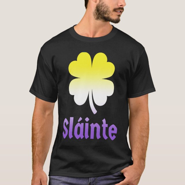 Nonbinary St Patrick's Day Shamrock LGBTQ Enby NB  T-Shirt (Front)