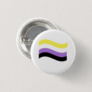 NonBinary Waving Flag 3 Cm Round Badge