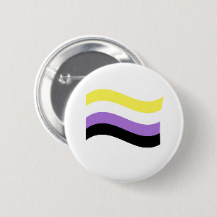 NonBinary Waving Flag 6 Cm Round Badge