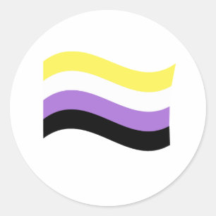 NonBinary Waving Flag Classic Round Sticker