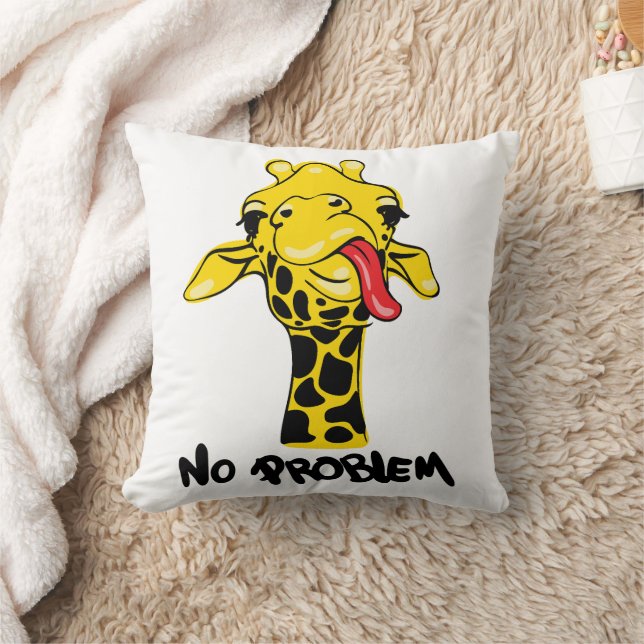 Nonchalant Giraffe: No PROBLEM Attitude Cushion (Blanket)