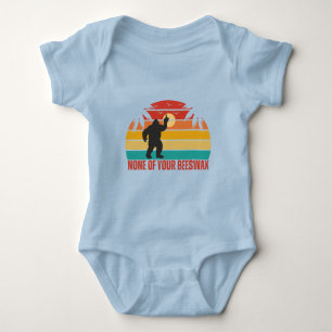 None Of Your Beeswax Bigfoot Middle Finger Blue Baby Bodysuit