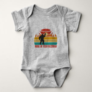 None Of Your Beeswax Bigfoot Middle Finger Grey Baby Bodysuit