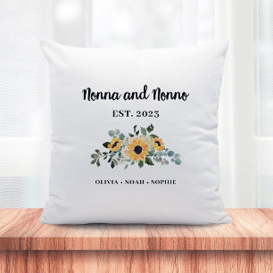 Nonna and Nonno   Rustic Sunflower and Names Cushion