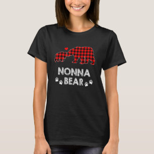 Nonna Bear Women Red Plaid Christmas Pajama Family T-Shirt