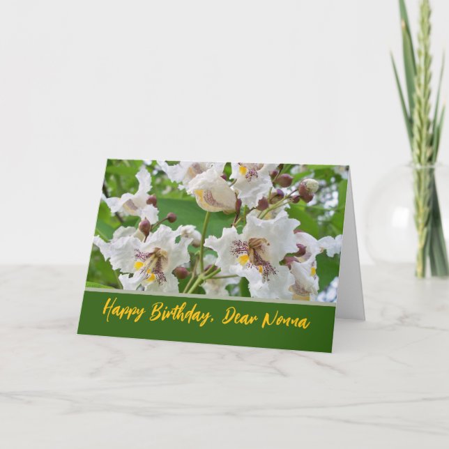 Nonna Birthday Add Your Text with Catalpa Blooms Card (Front)