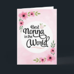 Nonna Birthday - Best Nonna in the World w/Flowers Card<br><div class="desc">Wish your Nonna happy birthday with this unique brush script typography design featuring the message, "To the Best Nonna in the World." Design is accented with beautiful pink watercolor flowers on blurred pink background. Inside has this placeholder text but can be customised with your message: There is no other Nonna...</div>