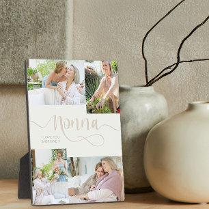Nonna Calligraphy 4 Photo Cream Tabletop Plaque