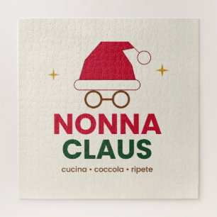 Nonna Claus Cute Italian Christmas Throw Pillow Jigsaw Puzzle