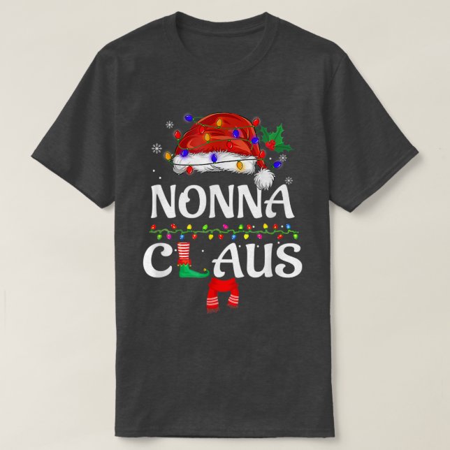Nonna Clause Matching Family Santa Hat Pyjamas Xma T-Shirt (Design Front)