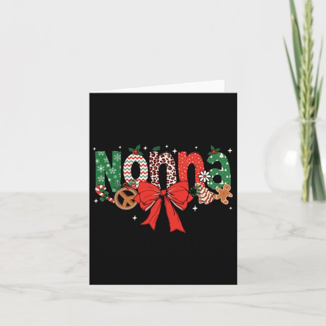 Nonna Coquette Bow Christmas Merry Xmas Family Mat Card (Front)