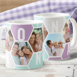 Nonna Editable 5 Photo 5 Letter Honeycomb Coffee Mug<br><div class="desc">Honeycomb coffee mug, personalised with 5 of your favourite photos and printed with a 5 letter name, such as NONNA. The design features a honeycomb photo collage in a pretty colour palette of lilac mint and grey. If you want to change the colours, click "customise further" and click each hexagon...</div>