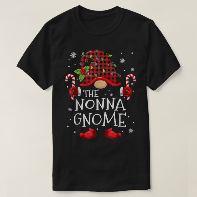 Nonna Gnome Buffalo Plaid Matching Family Christma T-Shirt (Design Front)