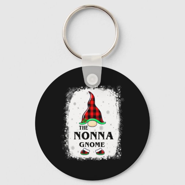 Nonna Gnome Buffalo Plaid Matching Family Xmas Paj Key Ring (Front)