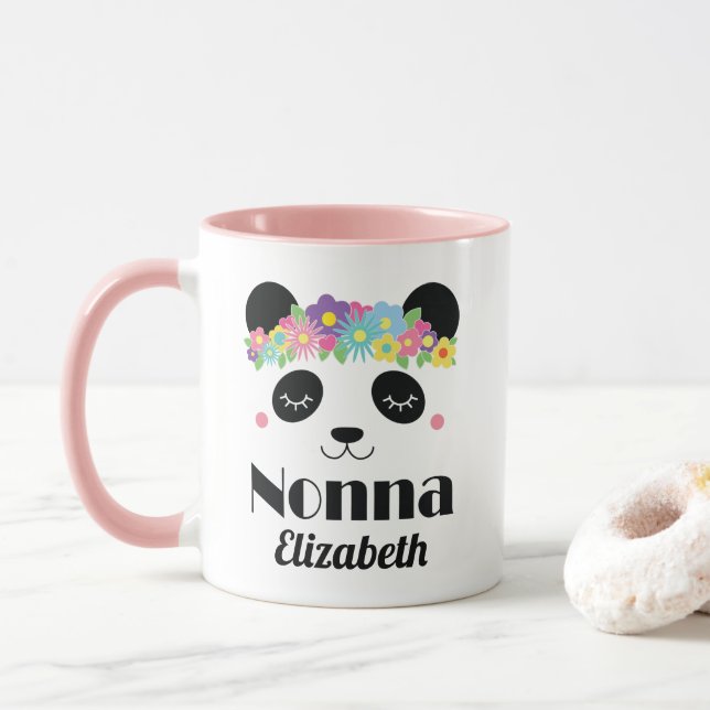 Nonna Grandma Panda Personalised Mug (With Donut)