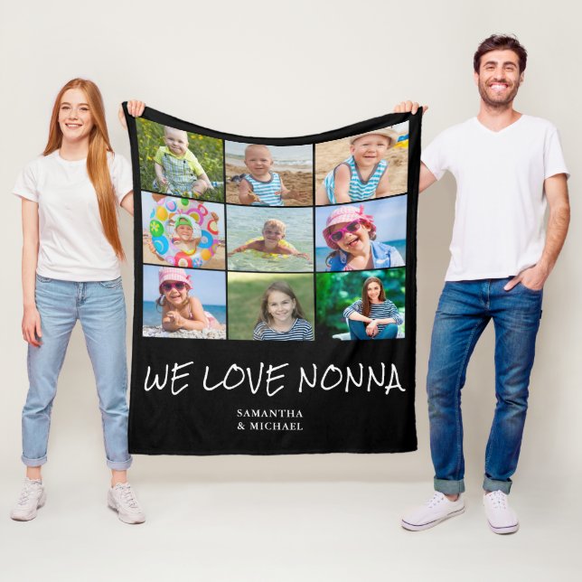 Nonna Grandmother Photo Collage Fleece Blanket (In Situ)