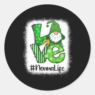 Nonna Love St Patricks Day Bleached Gnome Lucky Classic Round Sticker