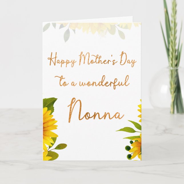 Nonna Mother's Day Sunflower Watercolor Card (Front)