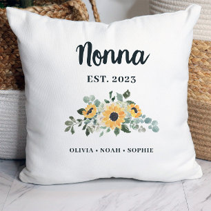 Nonna   Pretty Rustic Sunflower and Names Cushion