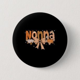 Nonna Pumpkin Fall Coquette Bow Thanksgiving Mum W 6 Cm Round Badge