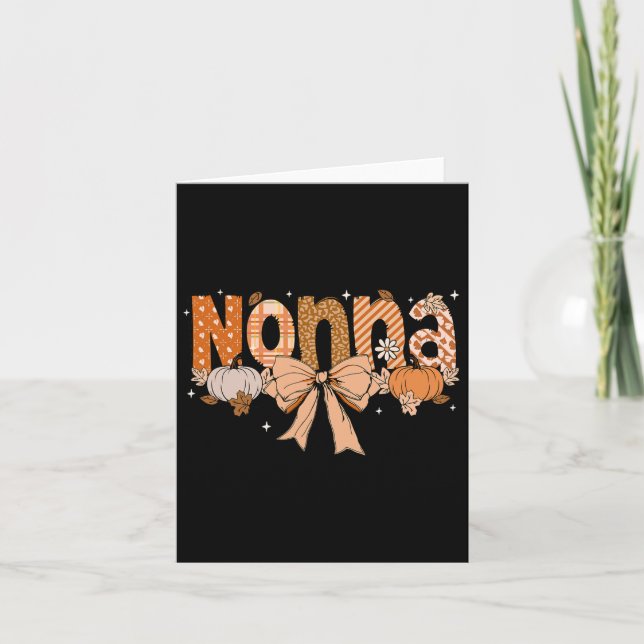Nonna Pumpkin Fall Coquette Bow Thanksgiving Mum W Card (Front)