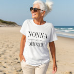 Nonna Roman Numeral Year Established T-Shirt<br><div class="desc">A modern minimalist design to celebrate a chic grandma,  this clean minimal t-shirt features "Nonna" or your choice of grandma nickname in black serif lettering. Customise with the year she became a grandmother beneath in elegant roman numerals for a chic touch.</div>