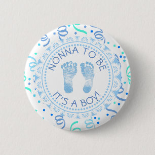 Nonna to be Blue &  White Baby Shower Button