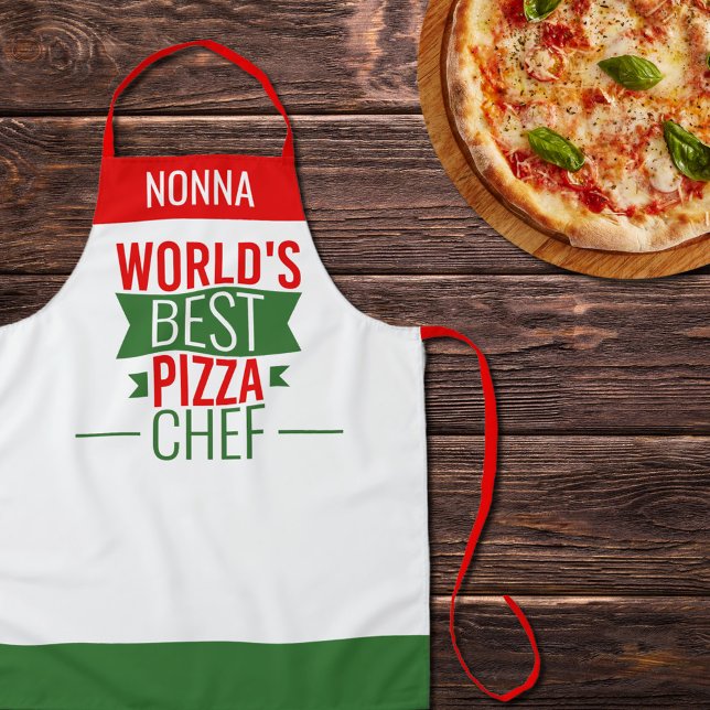 Nonna -World's Best Pizza Chef - red white green Apron (Creator Uploaded)