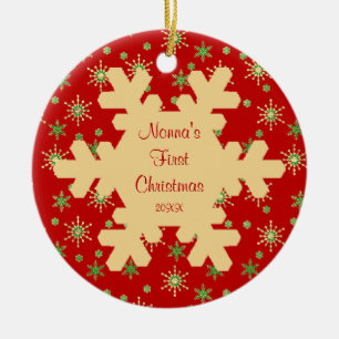Nonna's First Christmas Red Snowflake Ornament