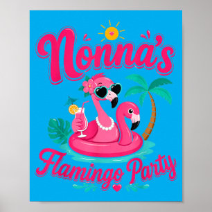 Nonnas Flamingo Party Cute Grandma Summer Vacation Poster