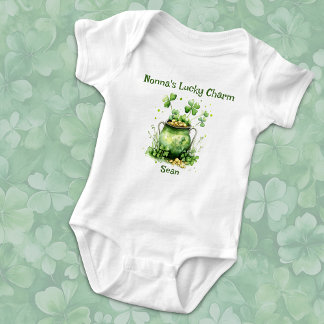 Nonna's Lucky Charm Shamrock Pot of Gold Baby Bodysuit