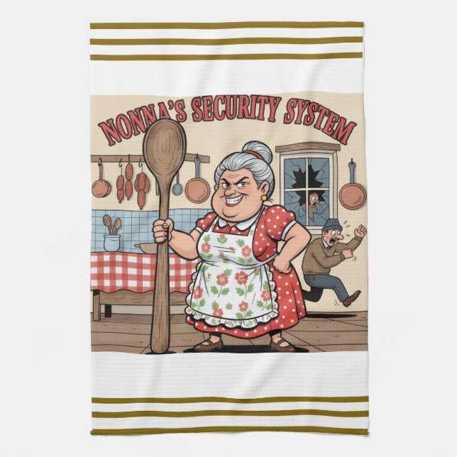 Nonna's Security System Tea Towel (Vertical)