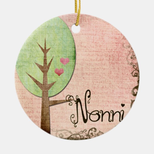nonni heart tree pink ceramic tree decoration (Front)