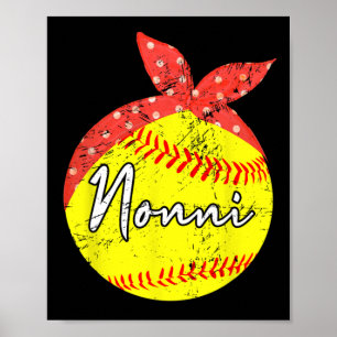Nonni Softball Ball Mothers Day Poster
