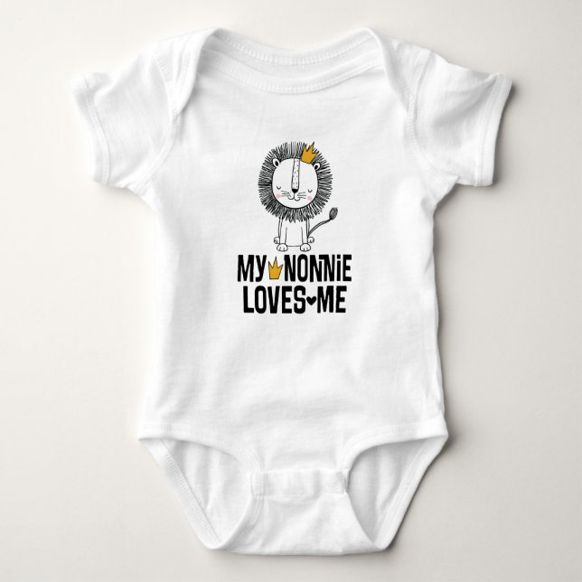 Nonnie Loves Me Grandson Lion Baby Bodysuit (Front)